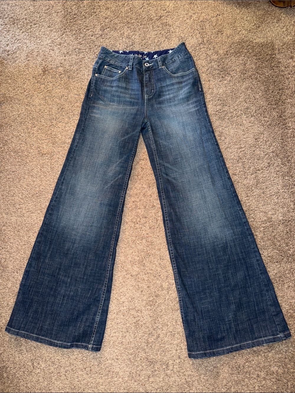 VTG Victoria's Secret London Jean Wide Leg Trouser Jeans Star Waistband size 8